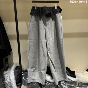 欧洲站2026秋季新款时尚格纹拼接衬衫腰垂感休闲裤女款欧货3082