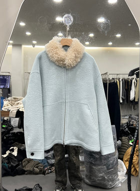 欧货2026秋羊毛拉链毛呢外套女