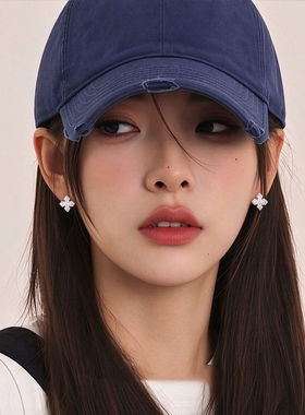 S999银针四叶草耳钉女小众设计轻奢高级感百搭耳饰2026新款耳夹环