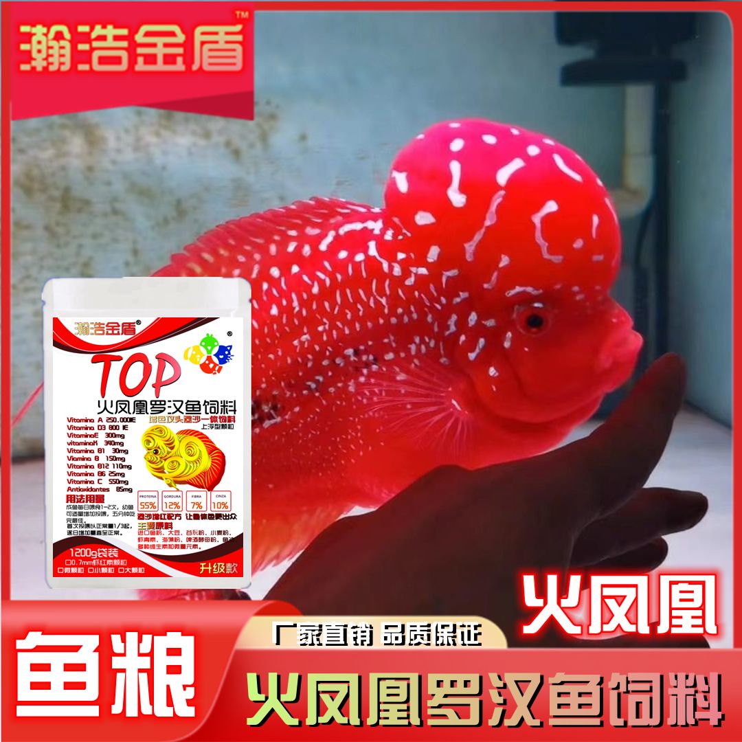 火凤凰罗汉鱼专用饲料泰国罗汉鱼爆头退沙高蛋白鱼食红德萨鱼粮