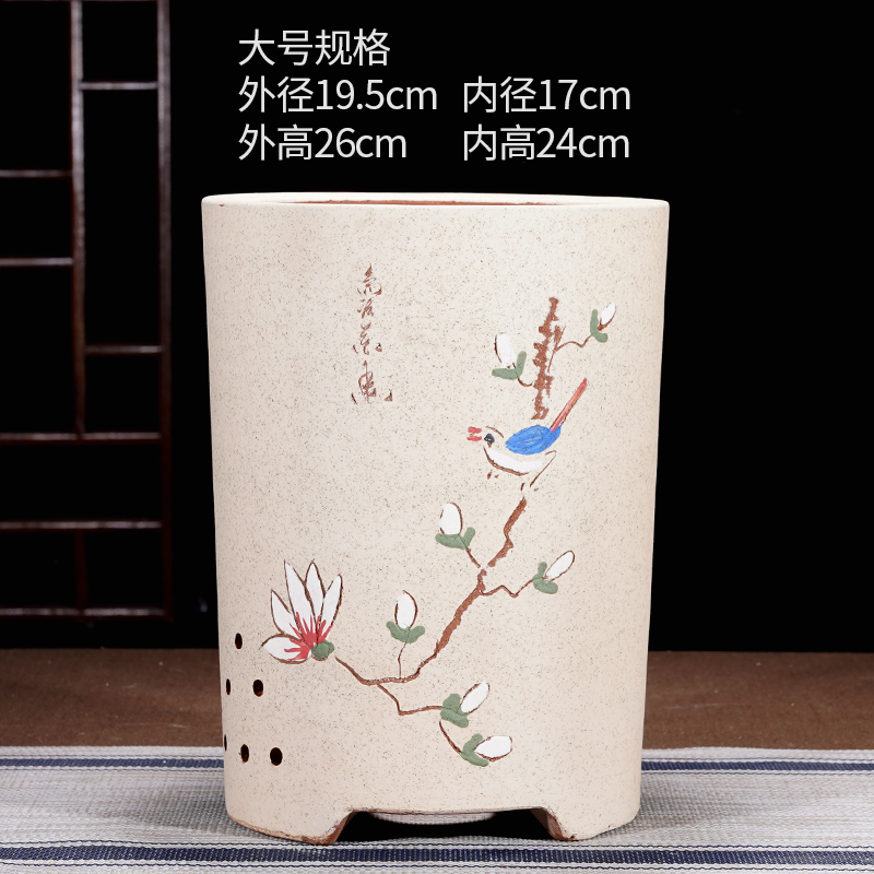 #陶瓷花盆#宜兴紫砂盆景盆阳台兰花盆兰盆泥绘贴绘中国风古典盆栽