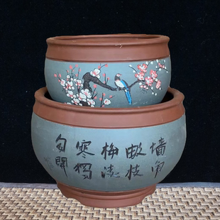 紫砂陶瓷花盆 新款 树桩点彩盆景 现代新古典花盆 花盆 清仓盆