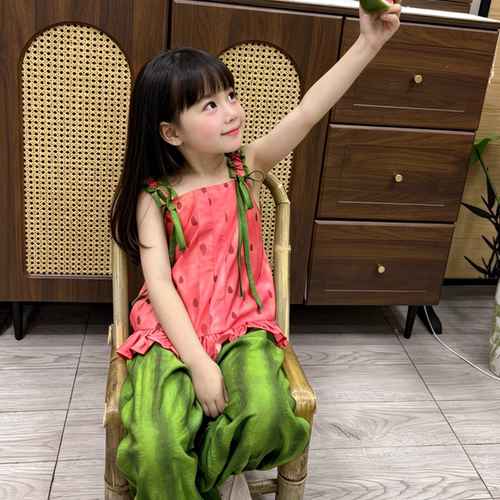 童款明制改良主腰吊带汉服灯笼裤