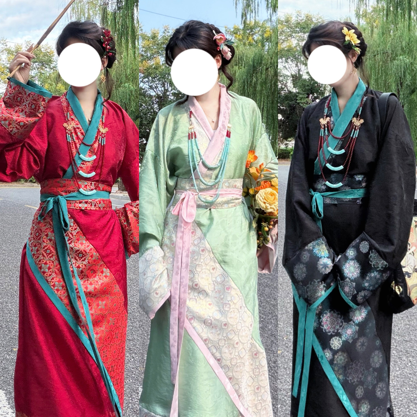 十里七巷 云簪花 原创马王堆三色曲裾交领右衽国风亲子汉服
