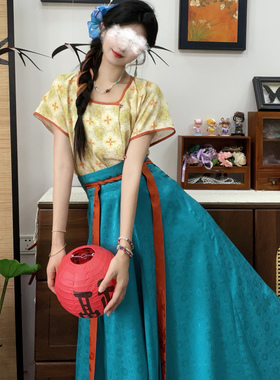 十里七巷 山花 唐褙子圆领短衫改良八破裙春夏汉元素改良原创汉服