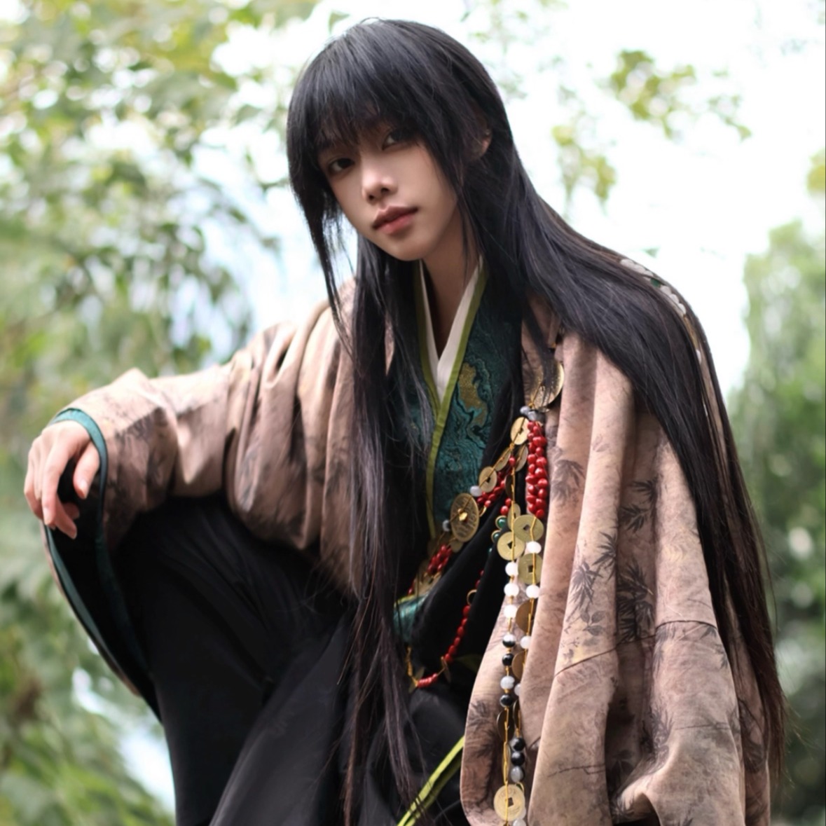 十里七巷 卿竹晋制汉服直裾大袖衫套装改良魏晋风对襟