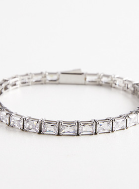 跨境长方形3*5网球手链 316不锈钢锆石手链 时尚轻奢饰品爆款货源