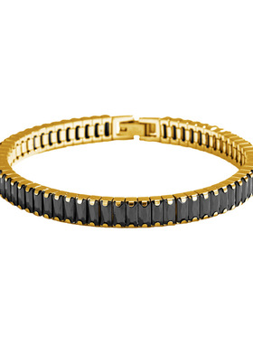 跨境优品墨光黑锆石手链 316不锈钢3*8MM网球手链 轻奢风时尚配饰