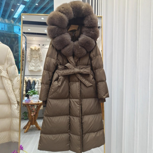 欧洲站2026新款狐狸大毛领羽绒服女中长款过膝加厚收腰时尚外套潮