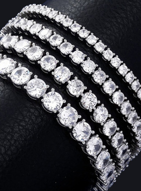 钛钢网球链锆石手链男士高级感不掉色可洗澡嘻哈手链不掉钻石男生