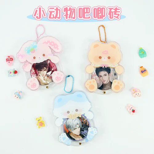 Симпатичный ключик с маленьким животным Gumei, акриловая подвеска, реквизит, значок, декоративная рамка, защитная коробка для хранения