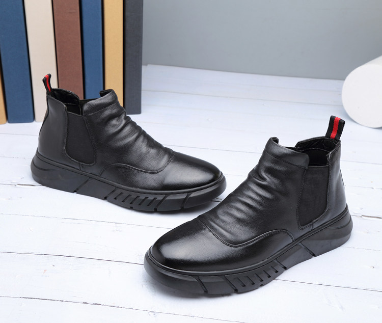 欧洲站新款男鞋2019秋冬季真皮马丁靴男高帮皮靴休闲棉鞋男士靴子