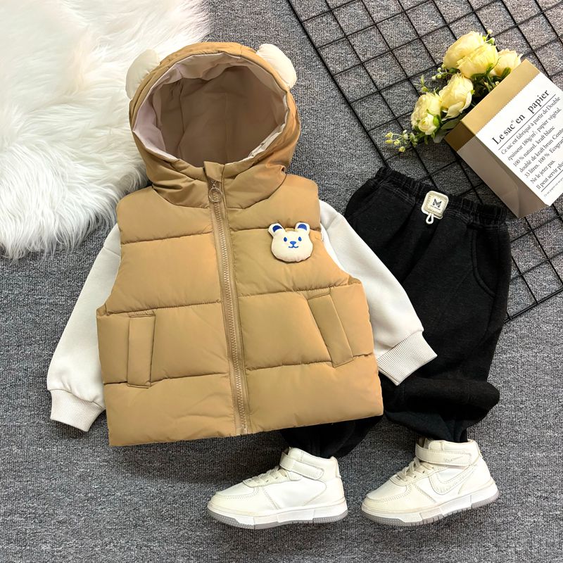 儿童羽绒棉服男童秋冬新款马甲套装宝宝冬季加绒加厚三件套洋气