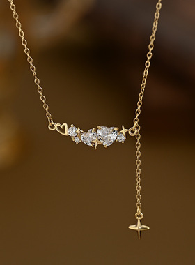 真金电镀微镶锆石气质锁骨链