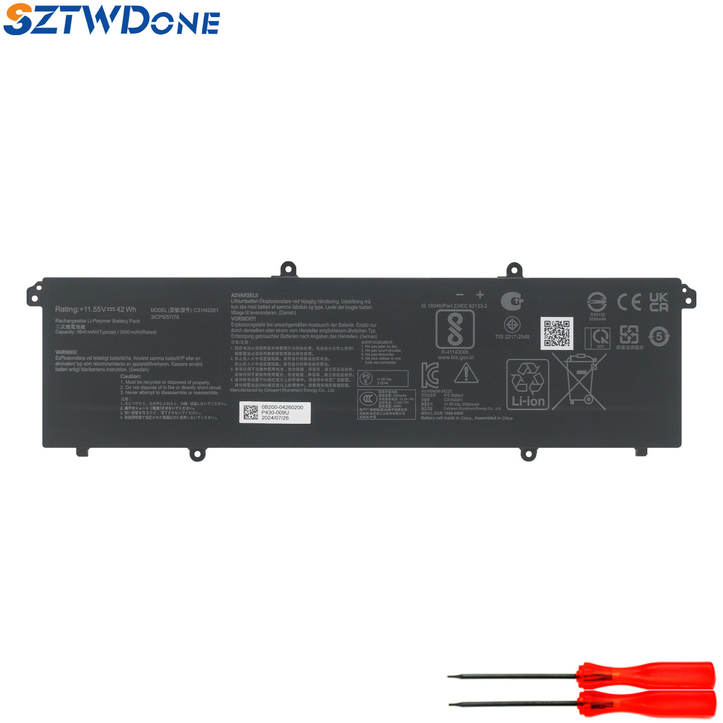 C31N2201适用华硕 X1605V ADOL14V E1504G MT7902 笔记本电池