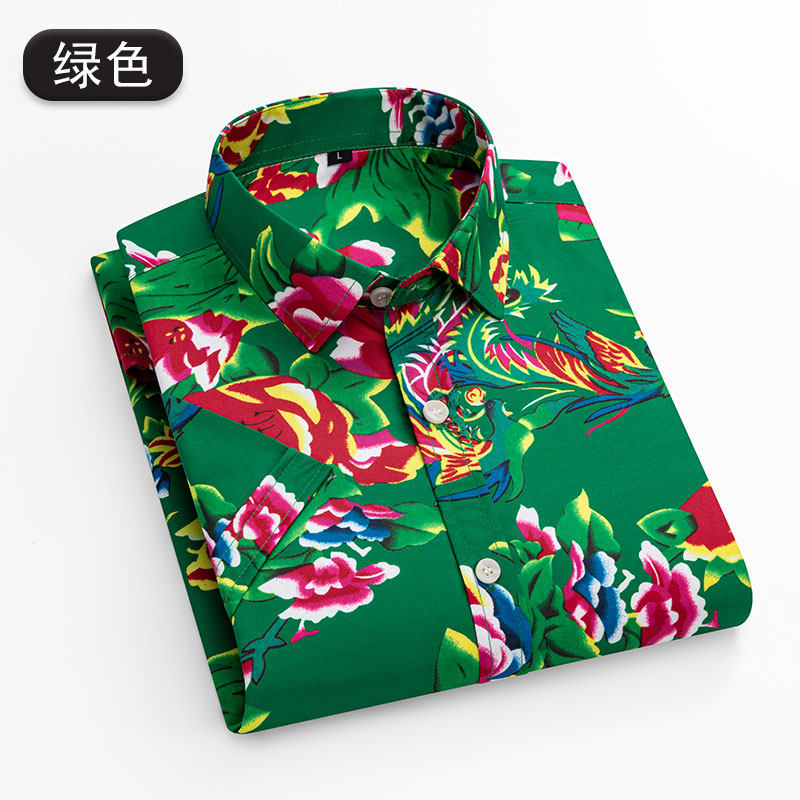 男士潮流休闲东北大花短袖衬衫衬衣1128款-P25元,男装衬衫,星座1202-2（原1218-2）