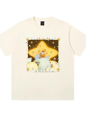 WELLDONE TRACK*26SS插画师联名复古小精灵印花男女短袖T恤