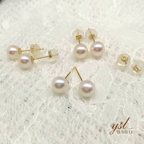 18k真金天然海水珍珠透粉