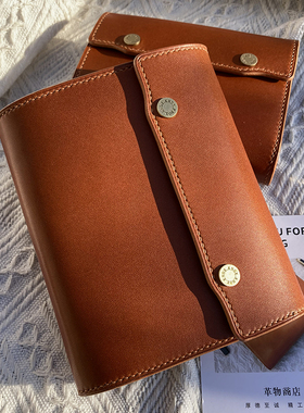 革物商店KNOX三折手工 m5 a7 a6 真皮棕色枥木活页复古日记本手账