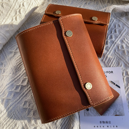 革物商店KNOX三折手工 m5 a7 a6 真皮棕色枥木活页复古日记本手账