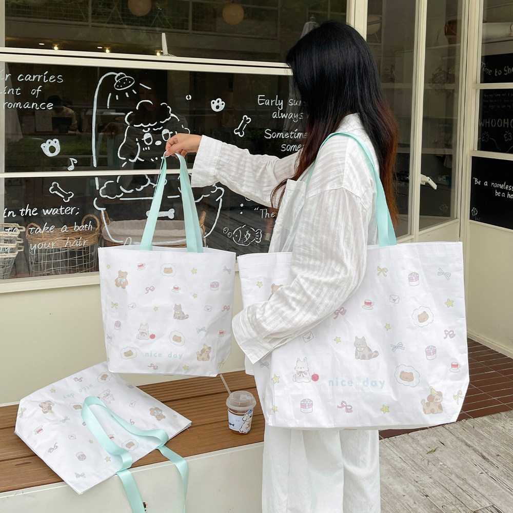 卡通高级编织袋子包装女装礼品服装店手提袋曼波打包购物童装礼袋