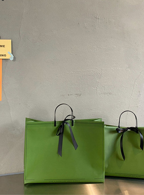 绿色丝带款免税店袋叉耳袋手提袋服装袋礼品包装袋防水