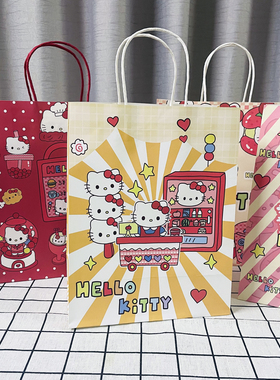 KT可爱礼品袋手提纸袋牛皮纸袋少女心大容量卡通礼物袋购物包装袋