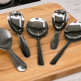 304食品级不锈钢勺子短柄大头汤粥勺饭勺量勺加厚燕麦大米地主勺