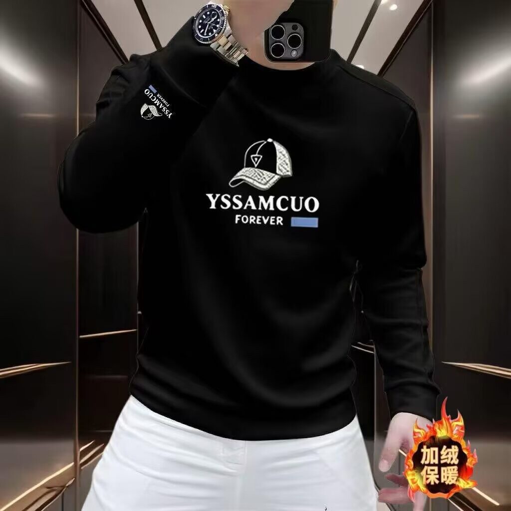 JEDO爵迪斯男装秋冬新款个性LOGO烫钻修身长袖针织衫L307