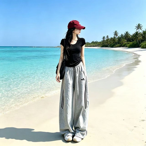 奥莱专柜巨好看穿搭一整套新款短袖t恤女夏季阔腿裤休闲运动套装