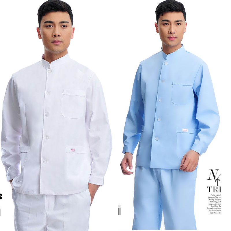 工作服短褂白大褂中山领立领长袖冬装小褂推拿管按摩师足疗师大码