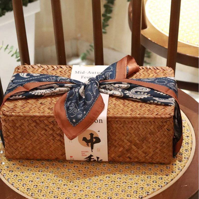 新款中秋月饼包装手提篮送礼月饼蛋黄酥特产竹藤编织伴手礼盒