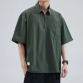 领潮牌半袖 美式 速干T恤男 夏季 宽松翻领山系衬衫 休闲polo衫 男短袖