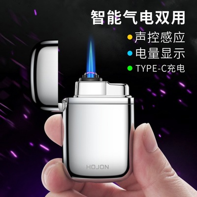 2025新款声控气电两用充电打火机双电弧脉冲防风充气打火机送男友
