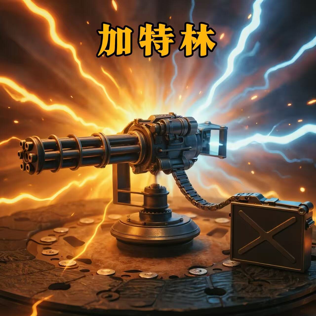 复古异形加特林蒸汽朋克风格机械黄铜煤油打火机手工军事风收藏级
