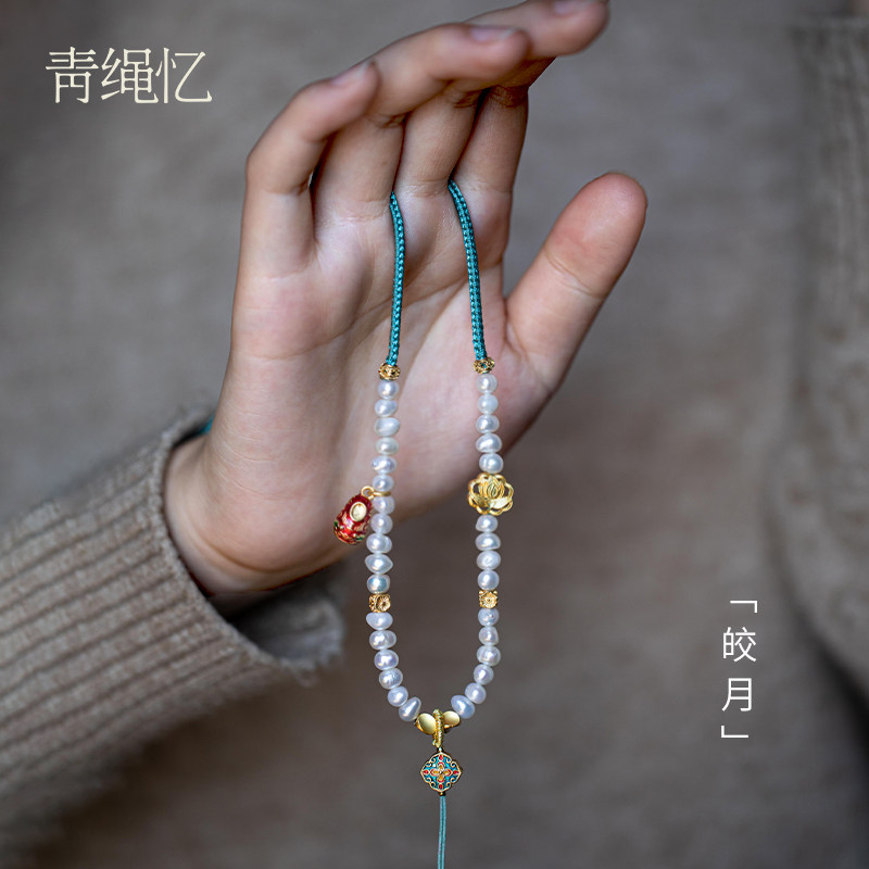 手工编织项链绳精编黄金蜜蜡玉坠挂饰绳女款八宝挂脖珍珠吊坠挂绳