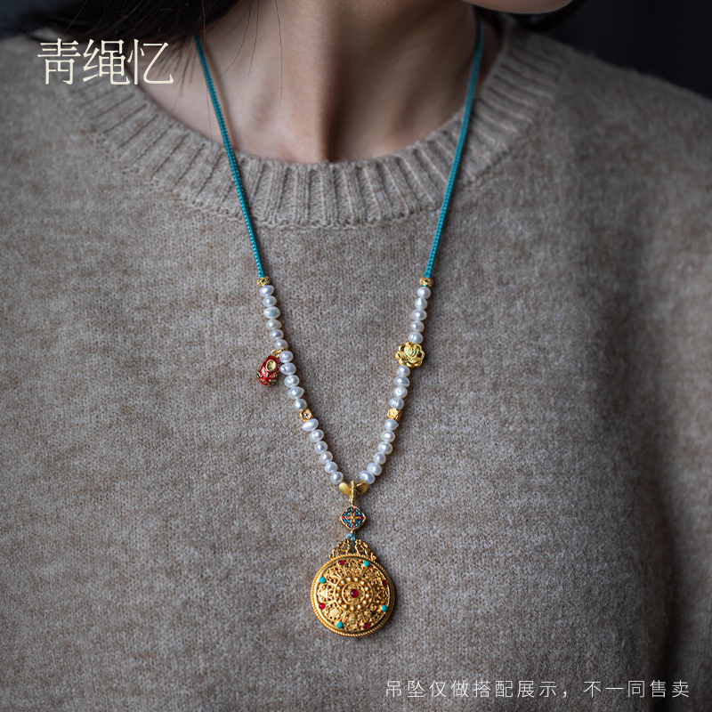高端手工编制黄金项链绳珍珠翡翠吊坠绳子蜜蜡平安扣挂脖编绳女款
