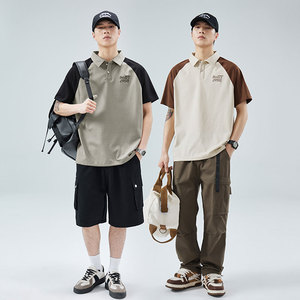 2024夏季男短袖潮牌商务百搭翻领polo衫休闲T恤流行刺绣上衣男装