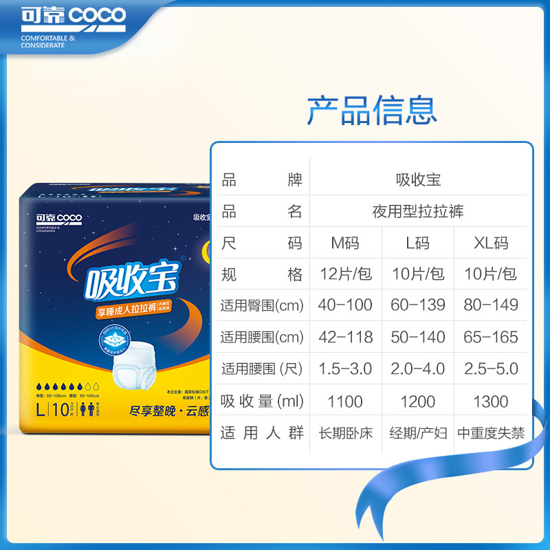 可靠吸收宝成人夜用拉拉裤