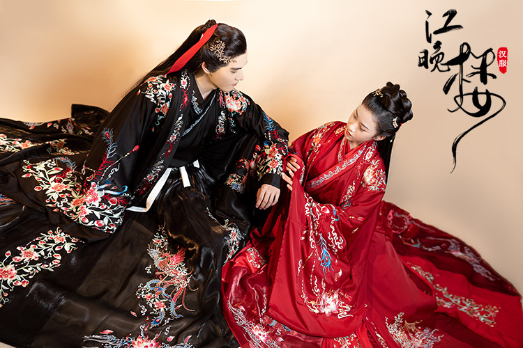 江晚楼沧海赋原创晋制汉服重工刺绣婚服交领齐腰襦裙情侣正品男女