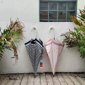 品牌捡漏外贸日本原单轻巧细骨简约条纹手开长柄伞防嗮直骨晴雨伞