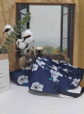 175g超轻清新蓝紫色五折包包伞精美印花无黑胶防紫外女推拉式开合