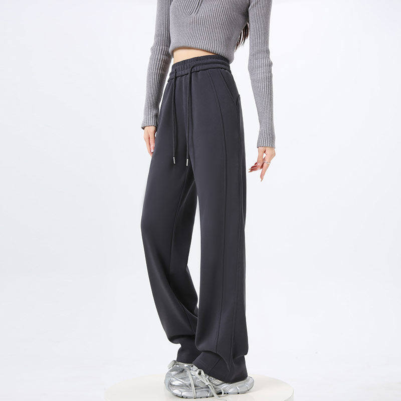 洋气灰色运动裤女春秋2026新款小个子窄版香蕉阔腿裤休闲直筒卫裤