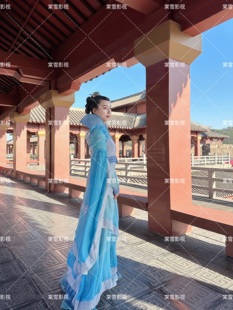 仙剑奇侠传三龙葵姜国同款广袖流仙裙青丝寸寸浅蓝色出租出租出租