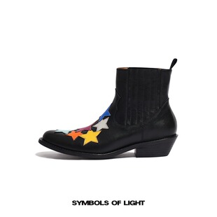 SYMBOLS OF LIGHT彩色五角星休闲短靴时尚头层牛皮靴男女切尔西靴