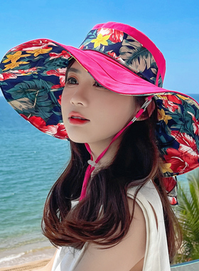 大檐帽海边度假女春夏大檐花卉