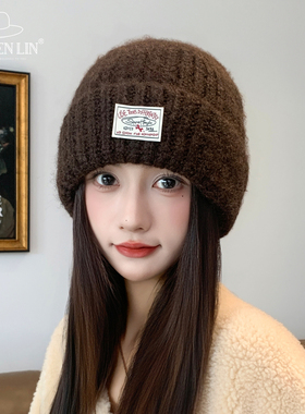 秋冬季加厚保暖毛线帽子女韩版显脸小休闲百搭包头帽户外防寒冷帽