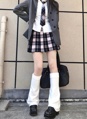 jk针织白色堆堆袜子女y2k辣妹小腿套日系学生亚文化原宿长筒袜套