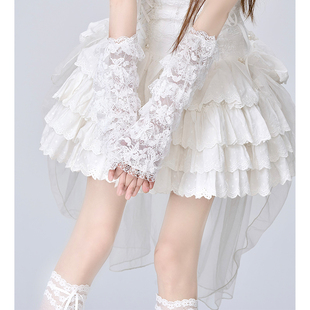 Lolita手袖小羽毛洛丽塔芭蕾风蕾丝花边少女亚文化小众百搭袖套女