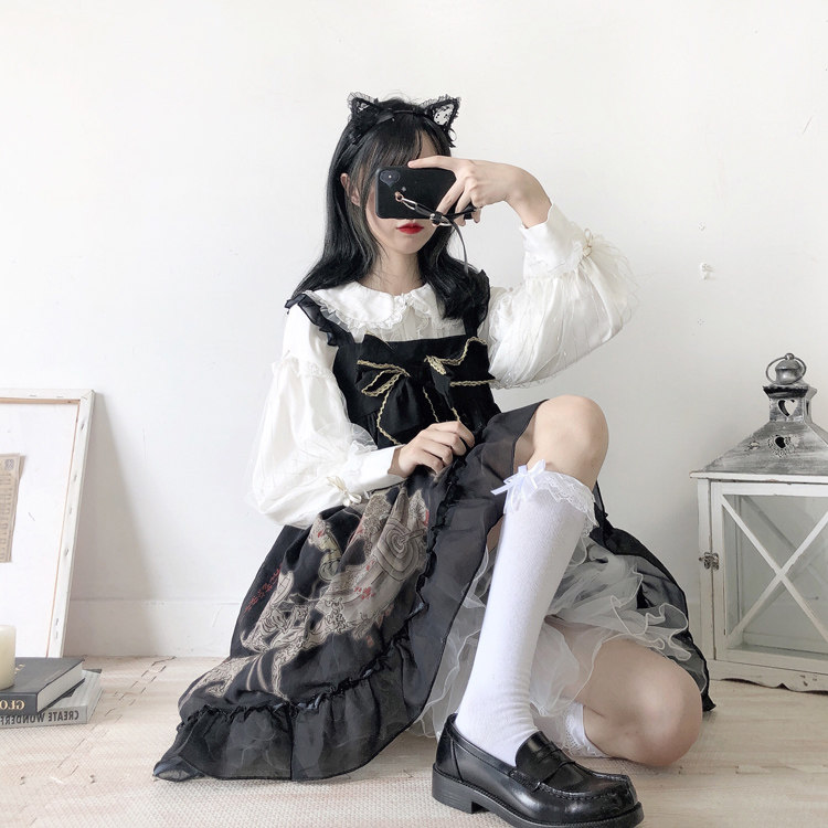 日系蕾丝蝴蝶结半截中筒女袜lolita花边少女学生百搭软妹jk小腿袜